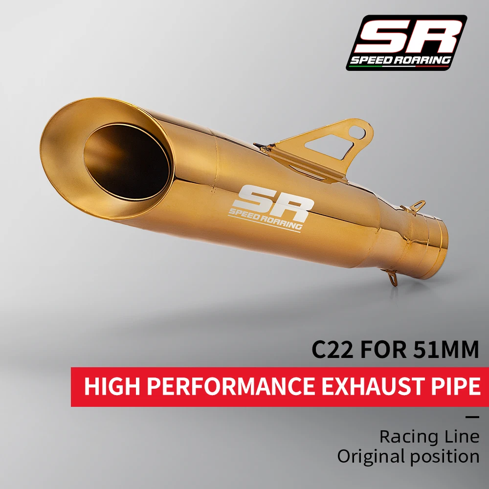 

For Ninja 400 QJ800 S1000RR Exhaust Pipe Universal 51mm C22 C23 Gold Slip On Tail Muffler Racing Exhaust Parts