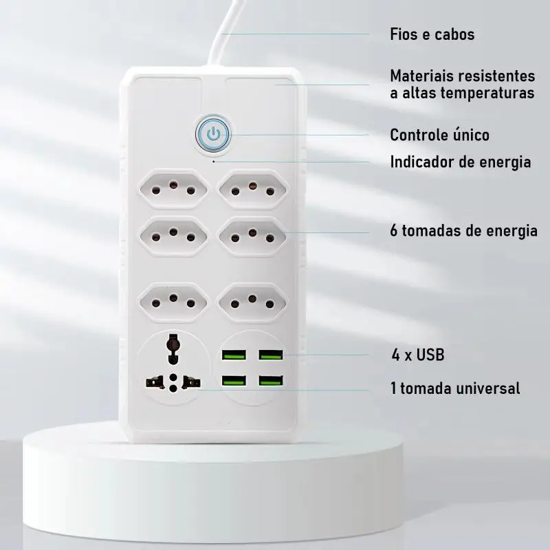 Extension Socket, Power Extension, USB Socket, Socket Line Filter, Regua Power Sockets, Electric Extension, 110-220V,10A