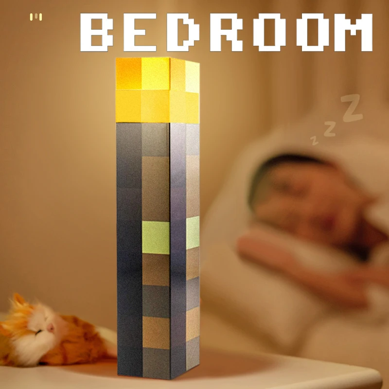 LED Brownstone Torch USB Rechargeable Lamp Home Living Room Party Decor Night Light Bedroom Table Lamp Keychain Set Child Gift