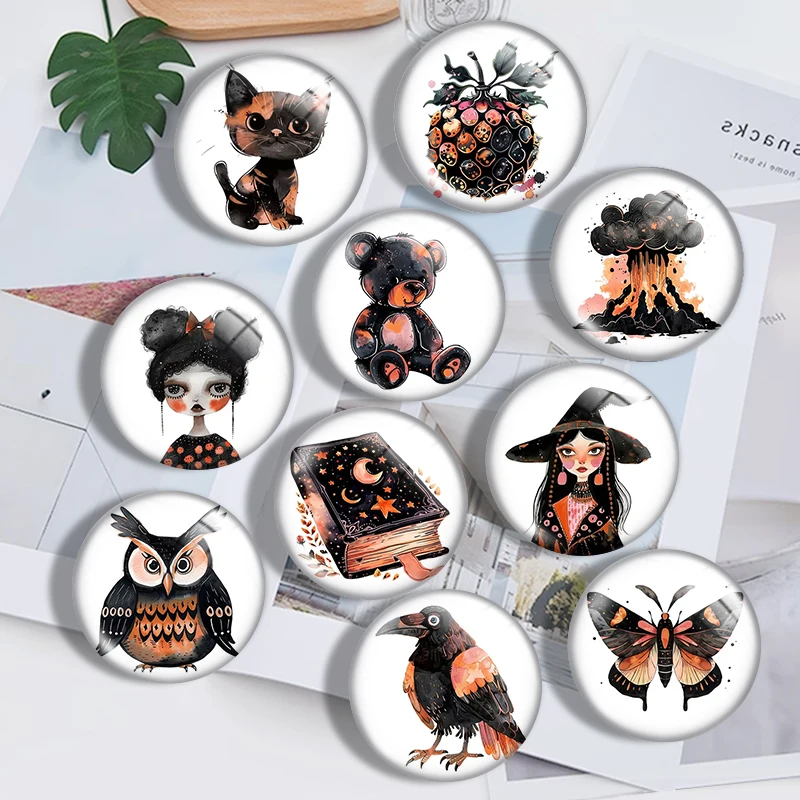 Mystical Witch Life 12mm/18mm/20mm/25mm Round Photo Glass Cabochon Demo Flat Back Making Findings