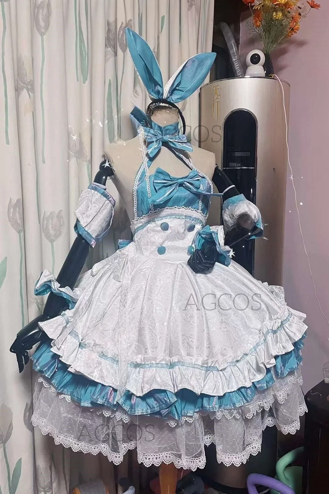 AGCOS Customized FGO Cosplay Altria Pendragon Cosplay Costume FATE Rabbit Maid Dress Custom Size Cosplay