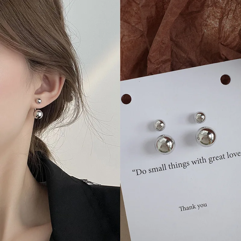 Geometrische Metall Bälle Stud Ohrringe für Frauen Mädchen Koreanische Kleine Nette Ohrring Goldene Silber Farbe Mode Schmuck Großhandel Geschenk
