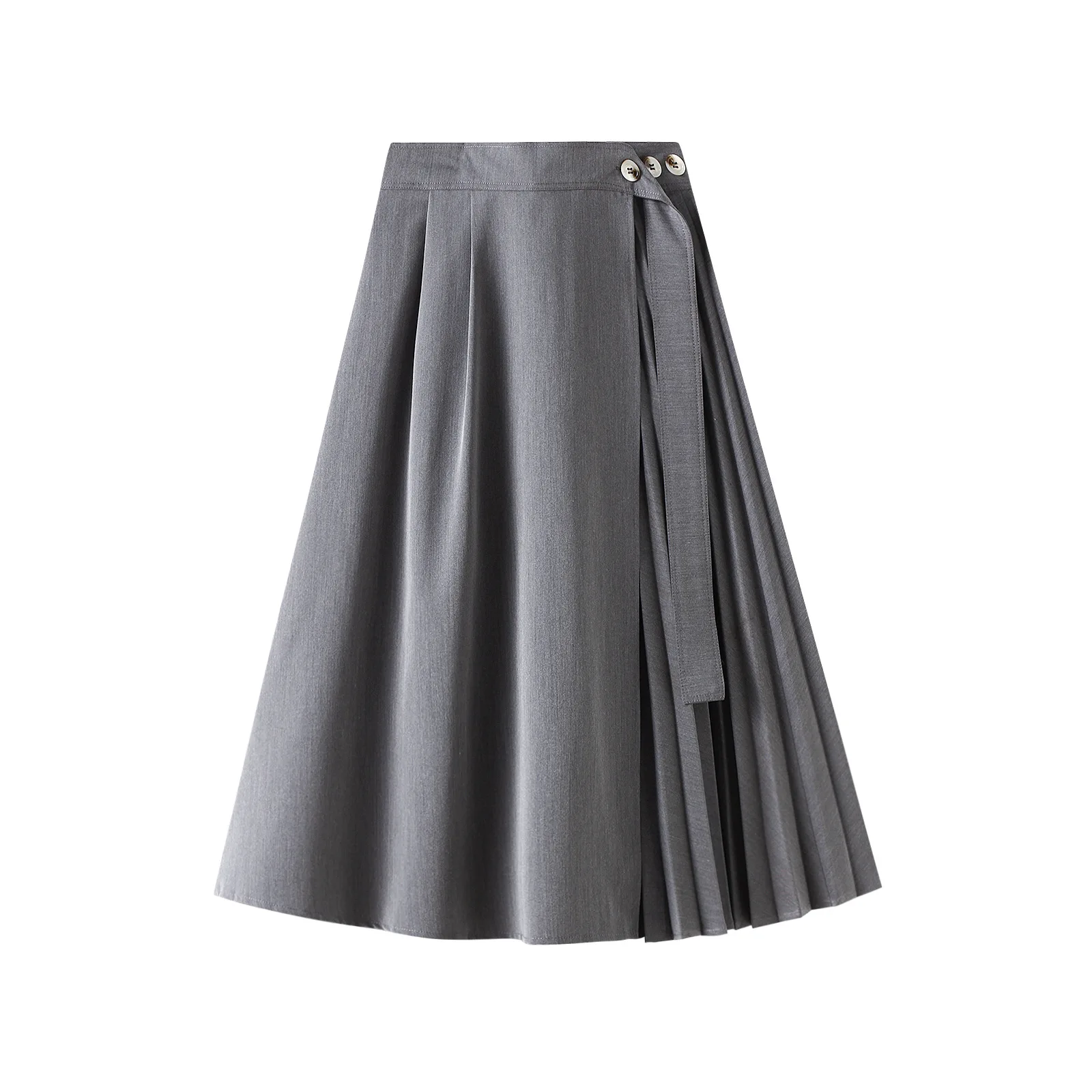 Irregular High Waist A-Line Pleated Skirts, Mid Length Skirts, French, Autumn, Winter, 2022