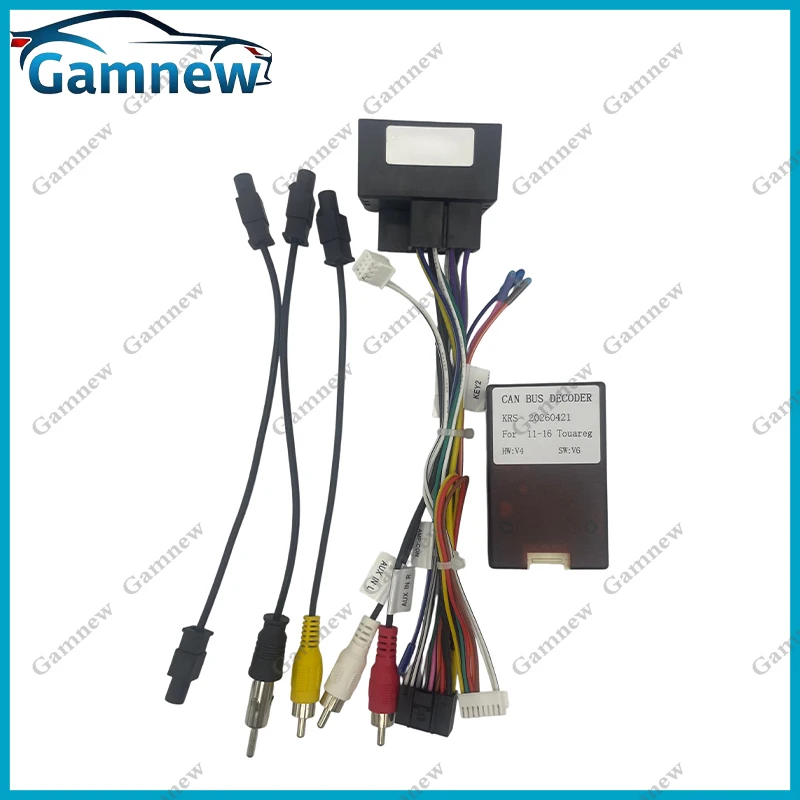 Gamnew Car Radio Cable Connector Wire Harness with CANBus Decoder for Volkswagen VW Touareg 2011-2017