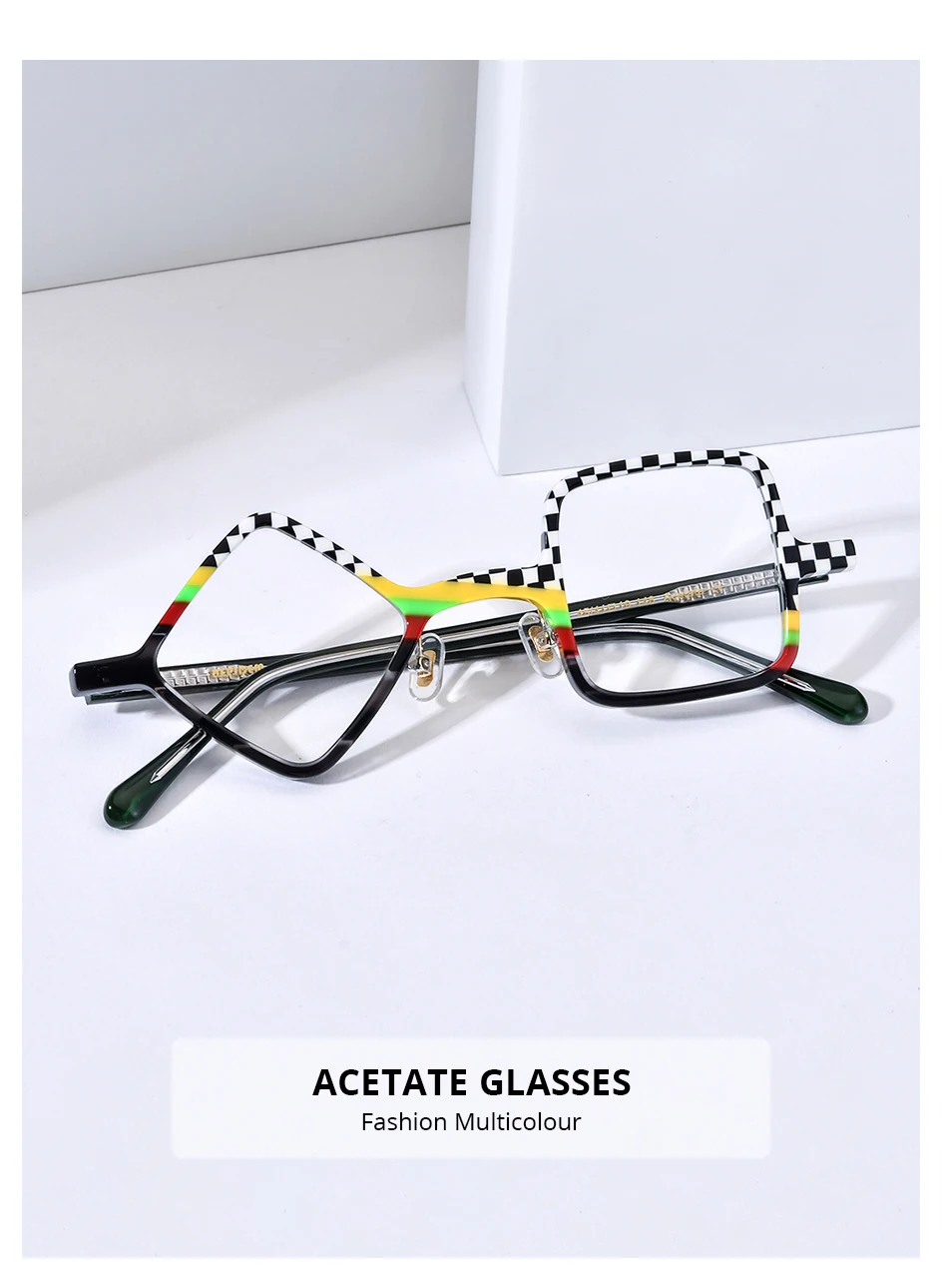 HEPIDEM Acetat Brille Rahmen Männer neue Retro runde quadratische Rhomboid Brille Frauen Nerd Vintage Brillen Brille – Detail 8