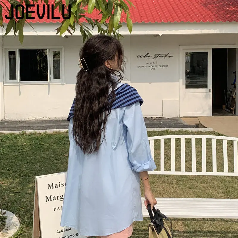 Off Shoulder Polo Collar Shirt Women's Autumn Design Dress Unique and Niche Single Breasted Shirts Lower Body Disappearing Tops