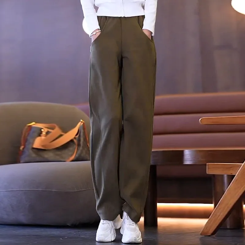 

High Waist Loose Fashion Wide Leg Pants Elastic Straight Pants Banana Pants for Spring and Autumn