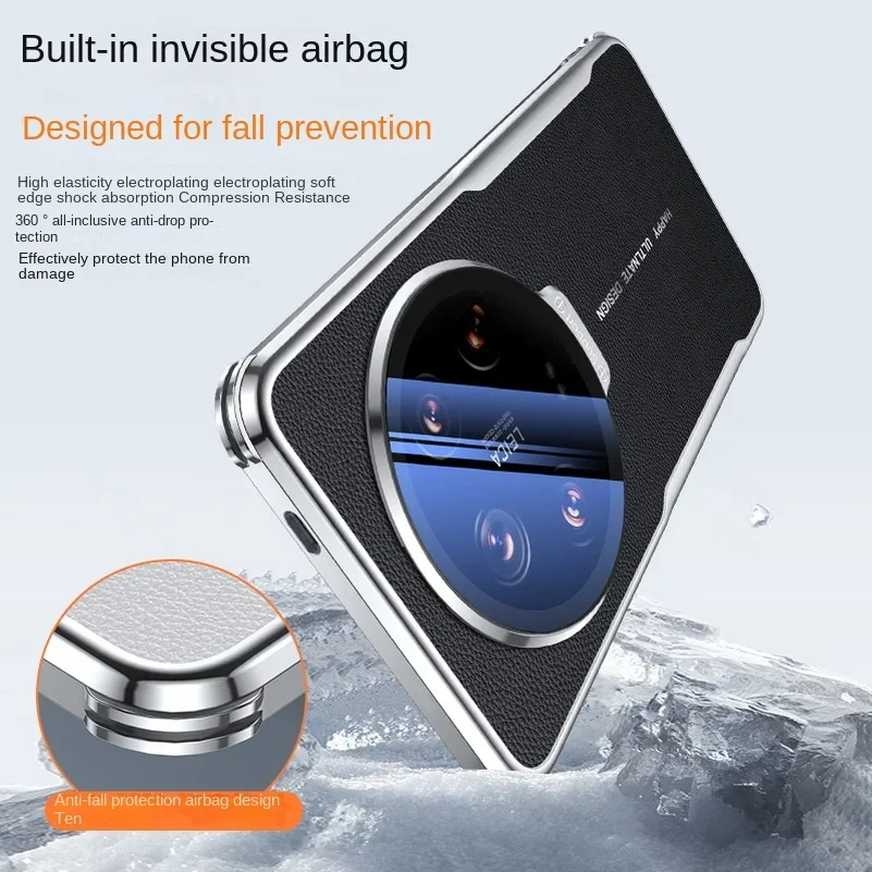 Etui z szklaną osłoną obiektywu, niewidoczny uchwyt, do Xiaomi 15 Ultra 15 Pro 17 Pro Max, cztery narożniki odporne na upadki, gładka skóra, odporne na wstrząsy. — zdjęcie produktu 4