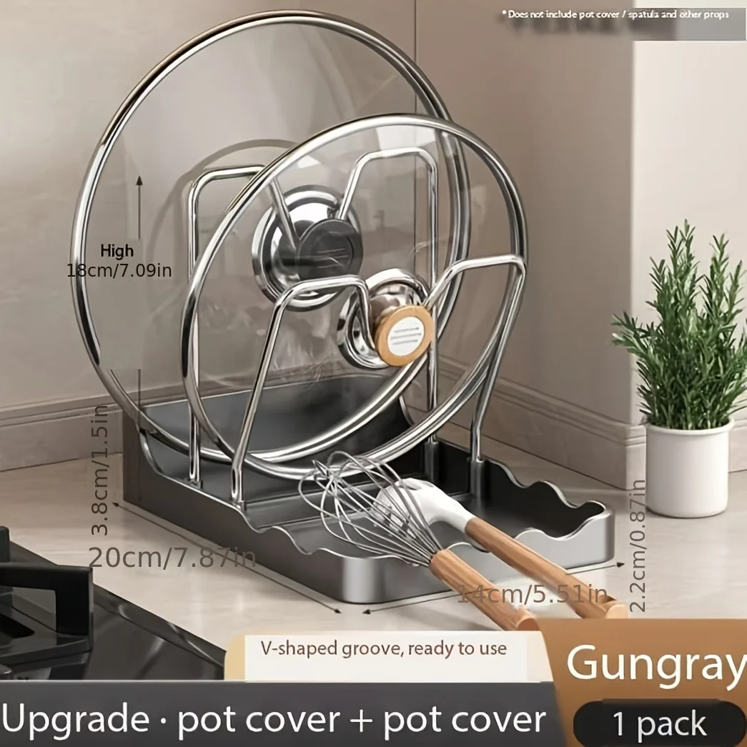 

Kitchen Plastic Storage Rack Multi-Functional Food Grade Pot Lid Storage Rack Household Stove Draining Storage Rack Kitchenware