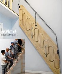 Telescopic staircase, stretching invisible ladder, folding wall upright ladder, indoor household attic ladder