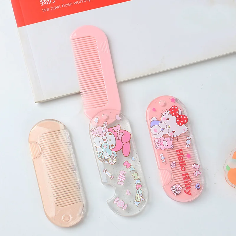 

Kawaii Hello Kitty Folding Comb Cute Cartoon Anime Women Products Straight Comb Desktop Accessories Wholesale Cute Girl Students