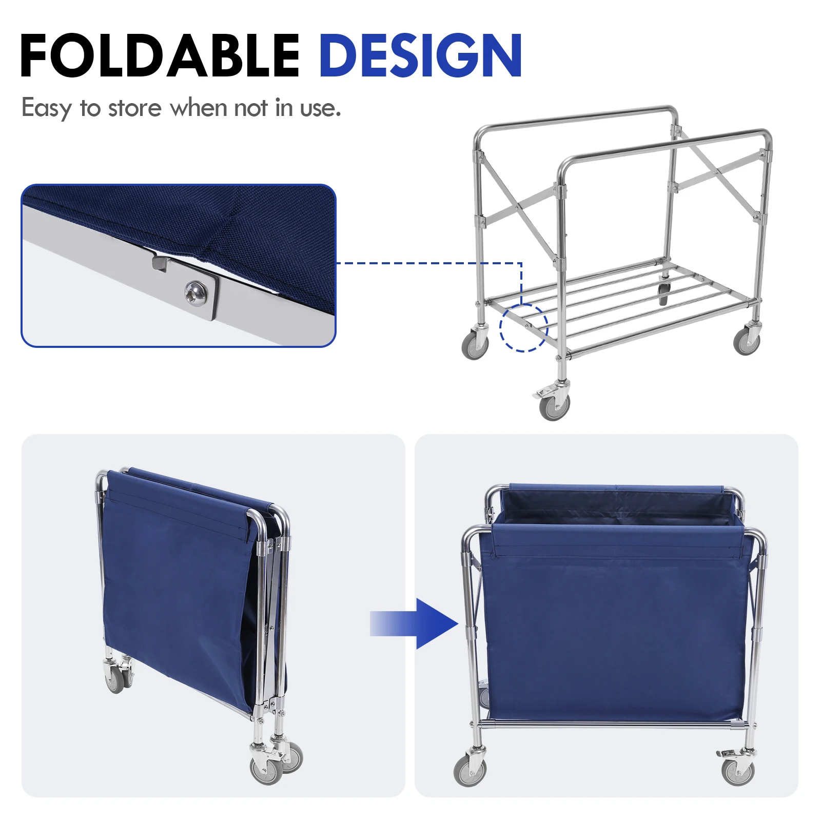 

Большая корзина для белья 86x81x52 см, складная, на X-образной раме, с колесами, для отелей, домов престарелых, колледжей, продуктовых магазинов