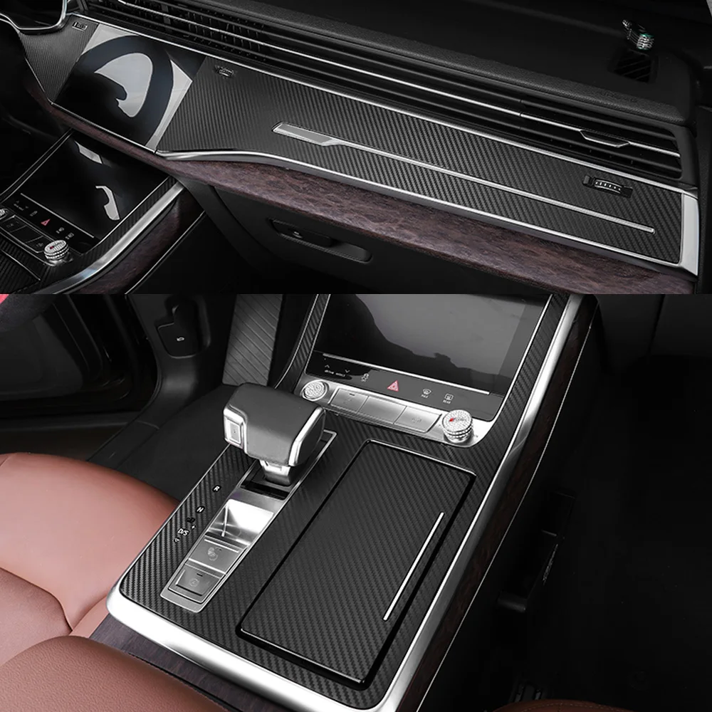 

For Audi Q7 Q8 2020-2024 Car-Styling 3D/5D Carbon Fiber Car Interior Center Console Color Molding Sticker Decals Parts