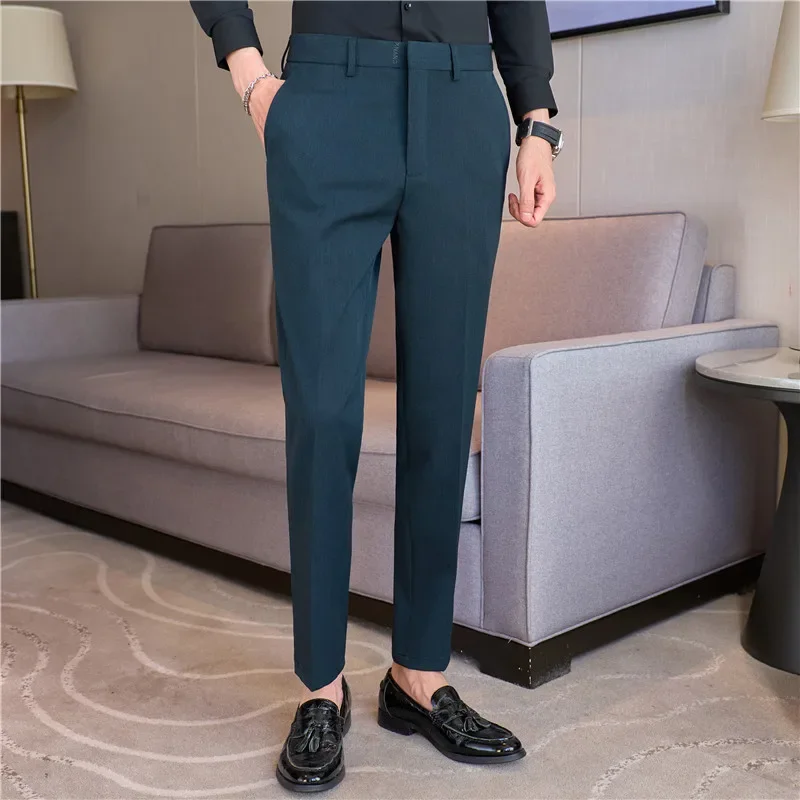 Dress Pants Men 2024 Autumn British Style Suit Pants Business Casual Slim Fit Solid Casual Formal Dress Trousers Men Clothing