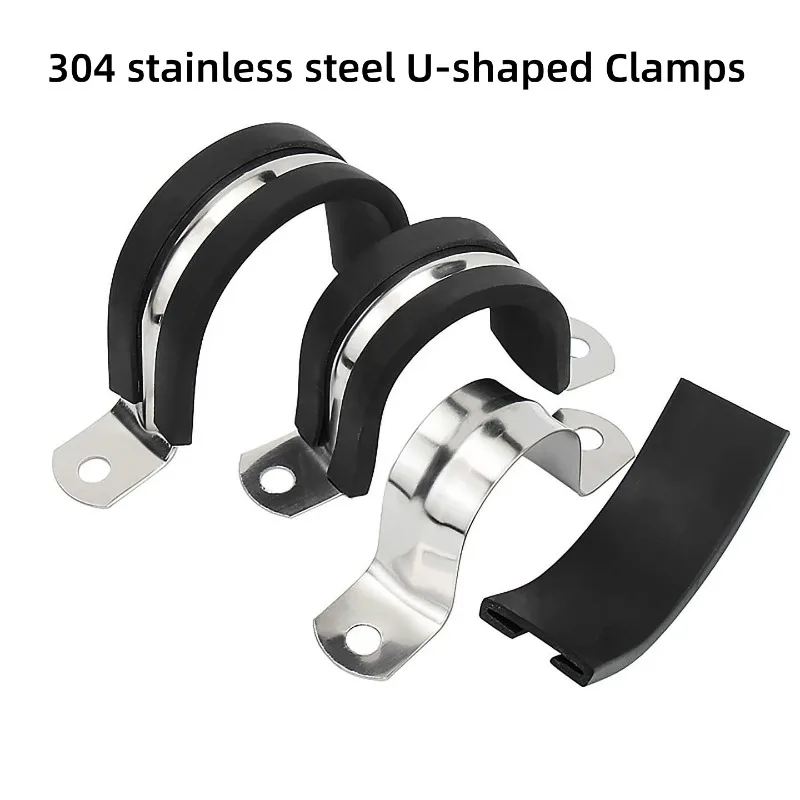 Rubber Lined American Type Throat Clamp 304 SS Round Hose Clamp Anti-scratch Water Pipe Fix Clip for Washing Machine