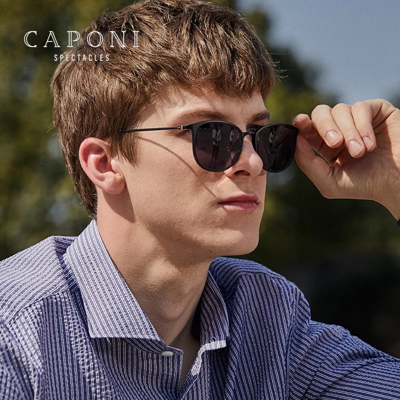 

CAPONI Polarized Sunglass Men Outdoor Photochromic UV400 Protection Lightweight TR Eyewear Shades Sunglasses women Design BS520