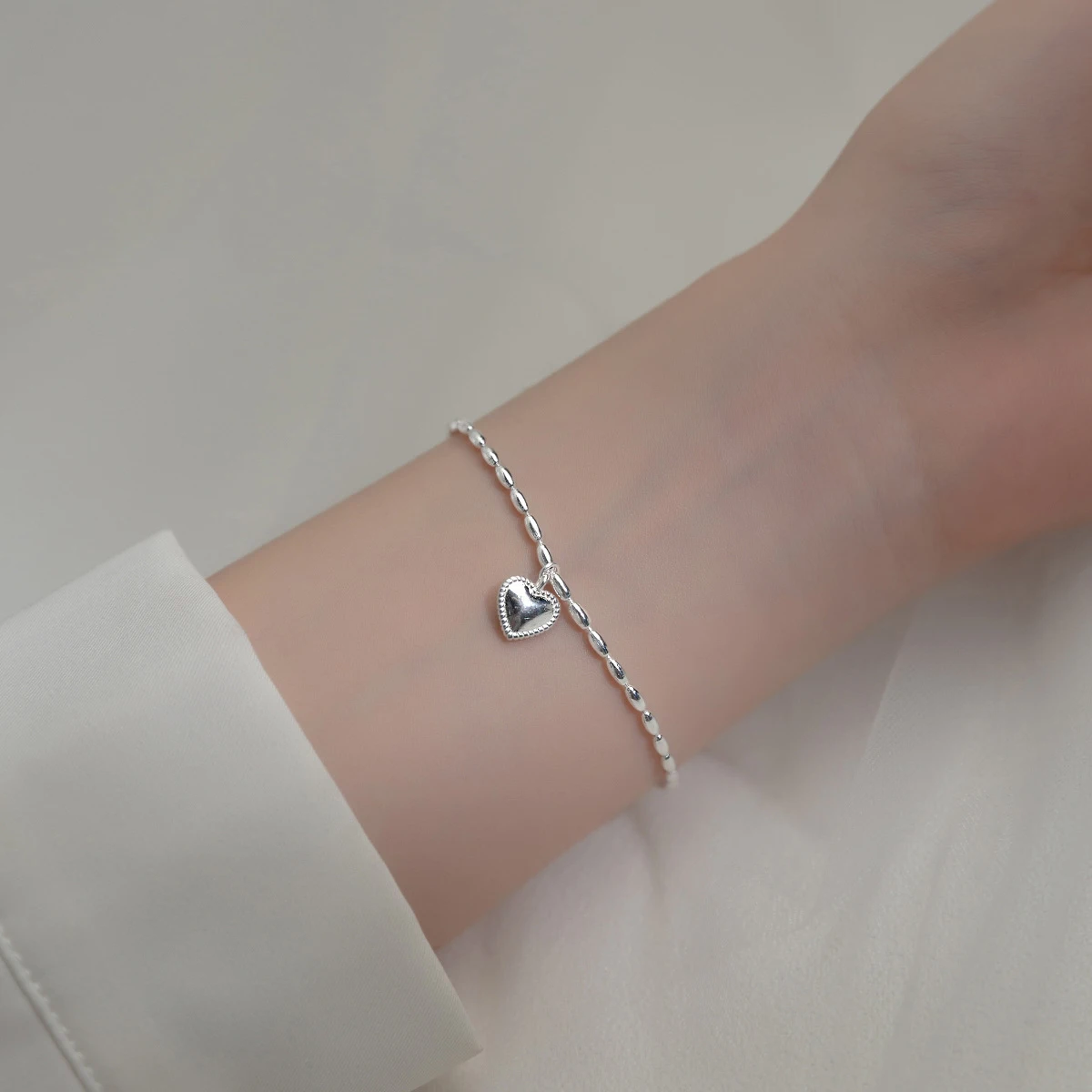 Modian Hight Quality 100% 925 Sterling Silver Heart Bracelet for Women Adjustable Geometric Oval Link Chain Fine Jewelry Bijoux