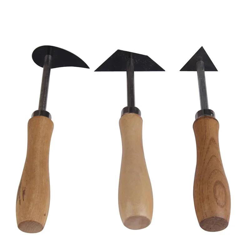 Herramientas de alfarería de acero de tungsteno, cuchillo para pelar arcilla con mango de madera, juego de herramientas para cerámica y cerámica, 3