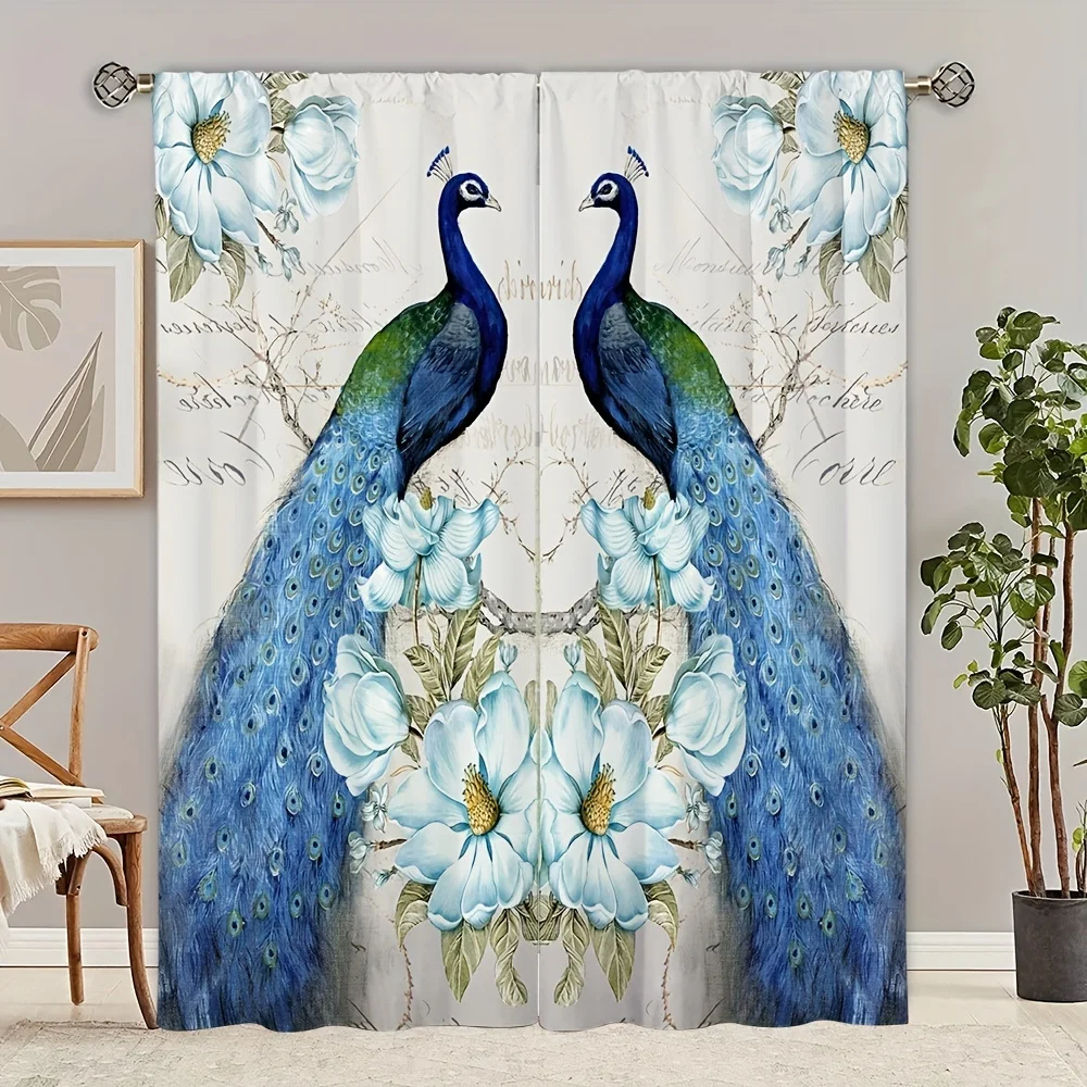 Gothic Peacock Animal Flower Vintage Window Curtains For Kids Living Room Bedroom Bathroom Kicthen Door Home Decor On Sale 2Pcs