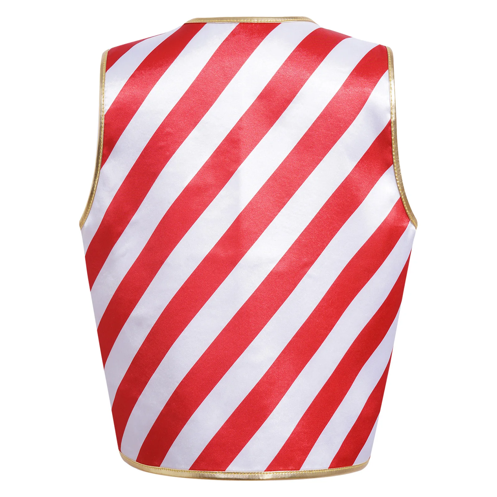 Kids Boys Christmas Candy Cane Costume Striped V Neck Vest Clown Waistcoat Sleeveless Outerwear for Holiday Party Festival Girls