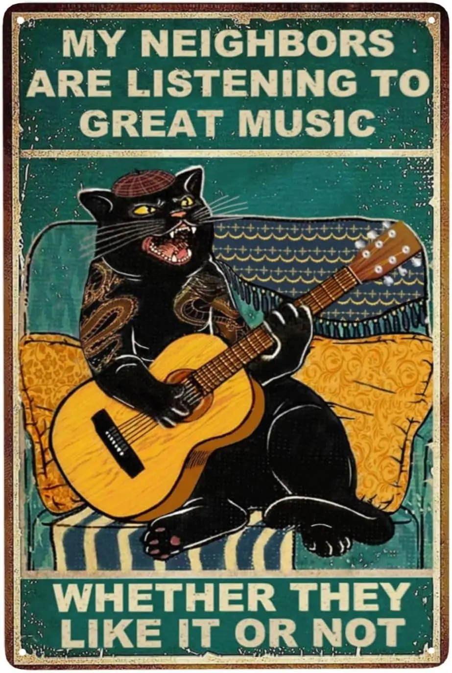 C'est ce que je fais : je joue de la guitare et je sais des choses – Plaques vintage amusantes en métal noir, enseignes rétro en étain pour hommes, femmes, salle de bain, chambre à coucher