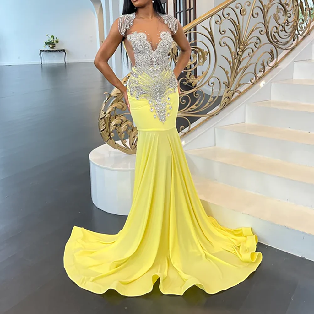 클래식 연인 구슬 민소매 인어 정장 이브닝 드레스 생일 파티 댄스 파티 드레스 맞춤형