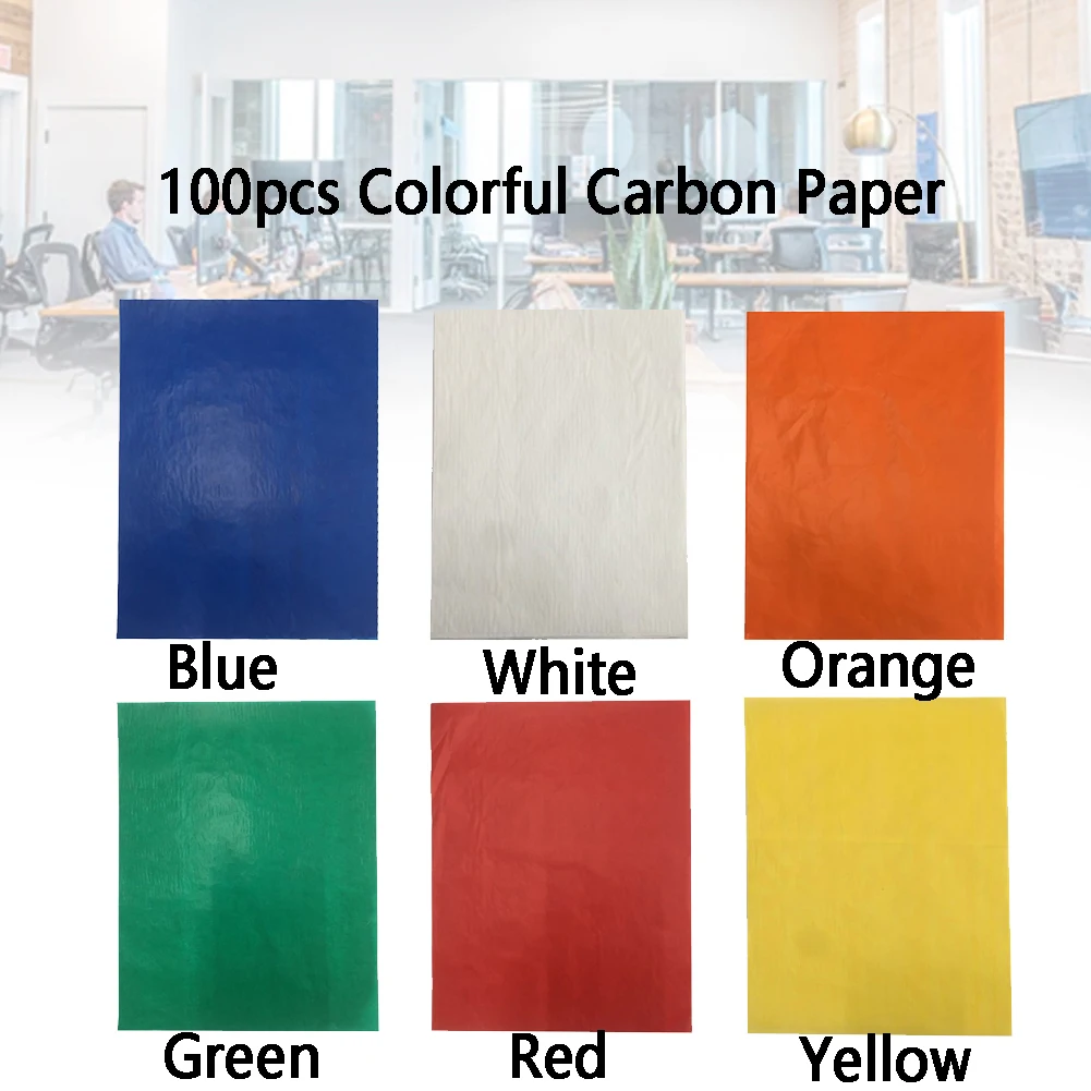 100pcs Transfer One Side Tracing Copy Home Office Colorful Carbon Paper Fabric Drawing A4 DIY Handmade Cloth Craft Embroidery