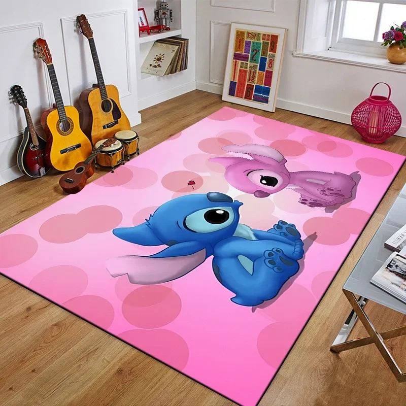 MINISO Disney Stitch Kids Bedroom Bedside Carpet Living Room Non Slip Soft Floor Mats Sofa Coffee Table Area Rugs for Home Decor