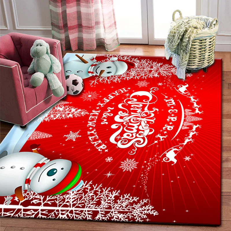 

Home Decoration Christmas Snowman Red Carpets For Living Room Bedroom Bath Non-slip Area Rugs Hallway Entrance Door Mat Alfombra