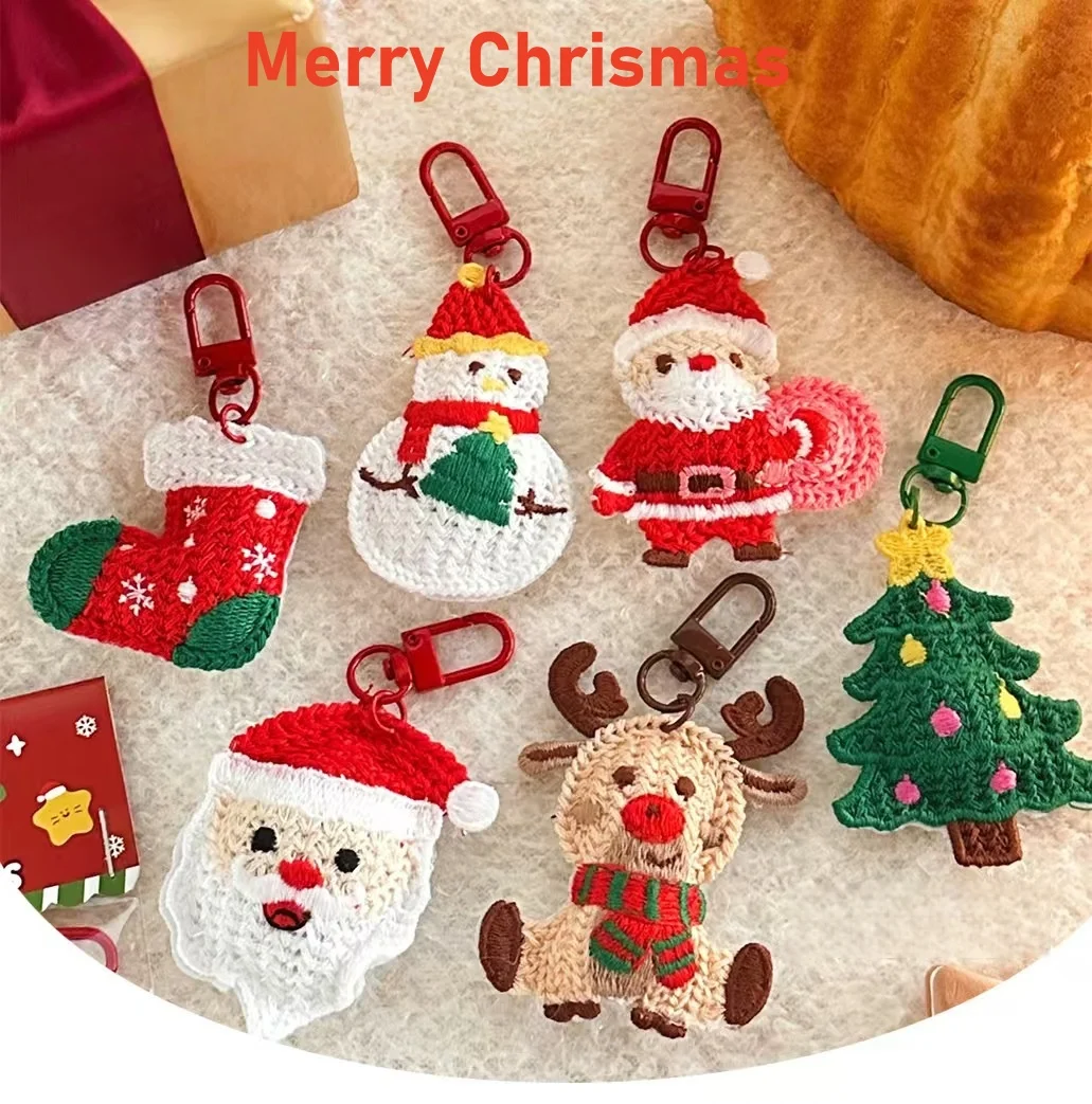 زينة عيد الميلاد متماسكة صديقة للبيئة، زخارف معلقة سانتا كلوز الصغيرة، سلاسل المفاتيح ديكور الحقيبة