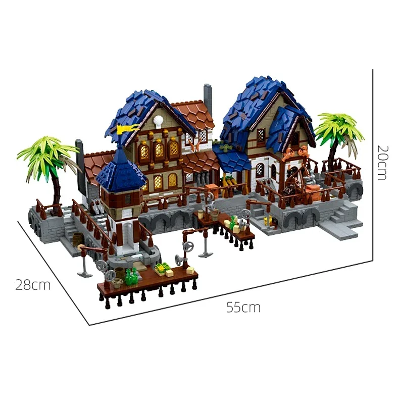 Medieval Castle MOC 89152 Medieval Harbor Port Town Model 2979PCS Building Blocks Brick Toys for Children Boys Birthday Gift