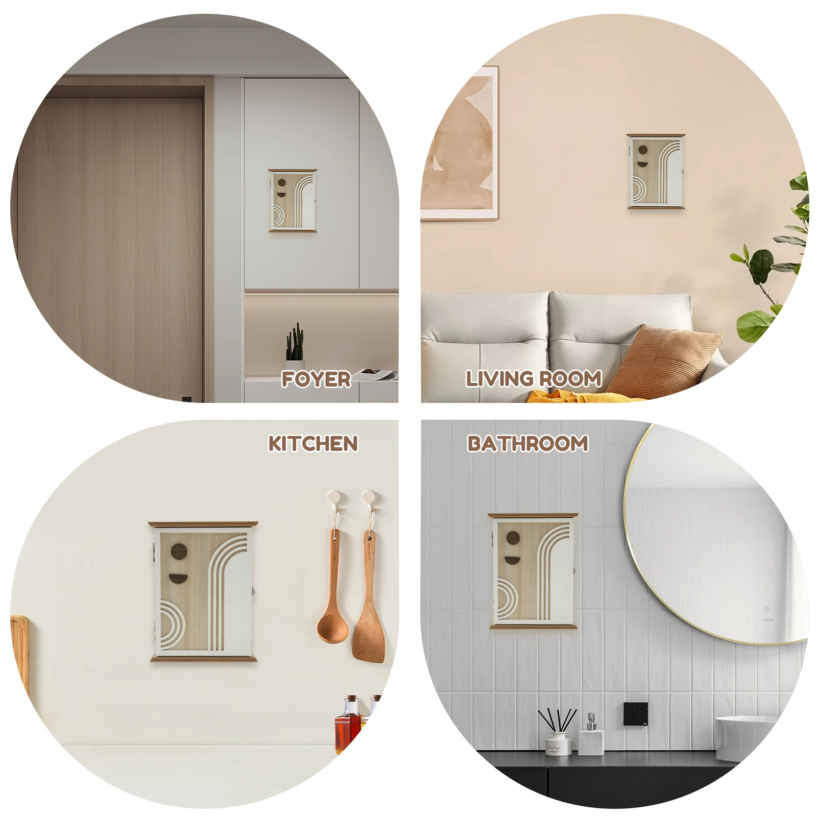 Wood Key Cabinet Box Wall Mount Vintage Key Rack Decorative Key Holder With Inner Hooks Key Storage for Home Office Entrance