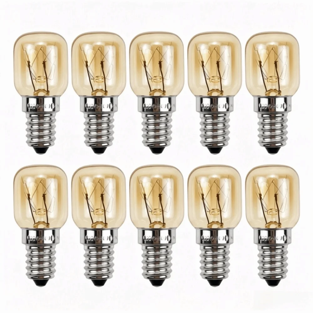10pcs Nickel Plated Copper Microwave Oven Light Bulb E14 Base 110V-130V Microwave Oven Accessories 300℃ Heat Resistant