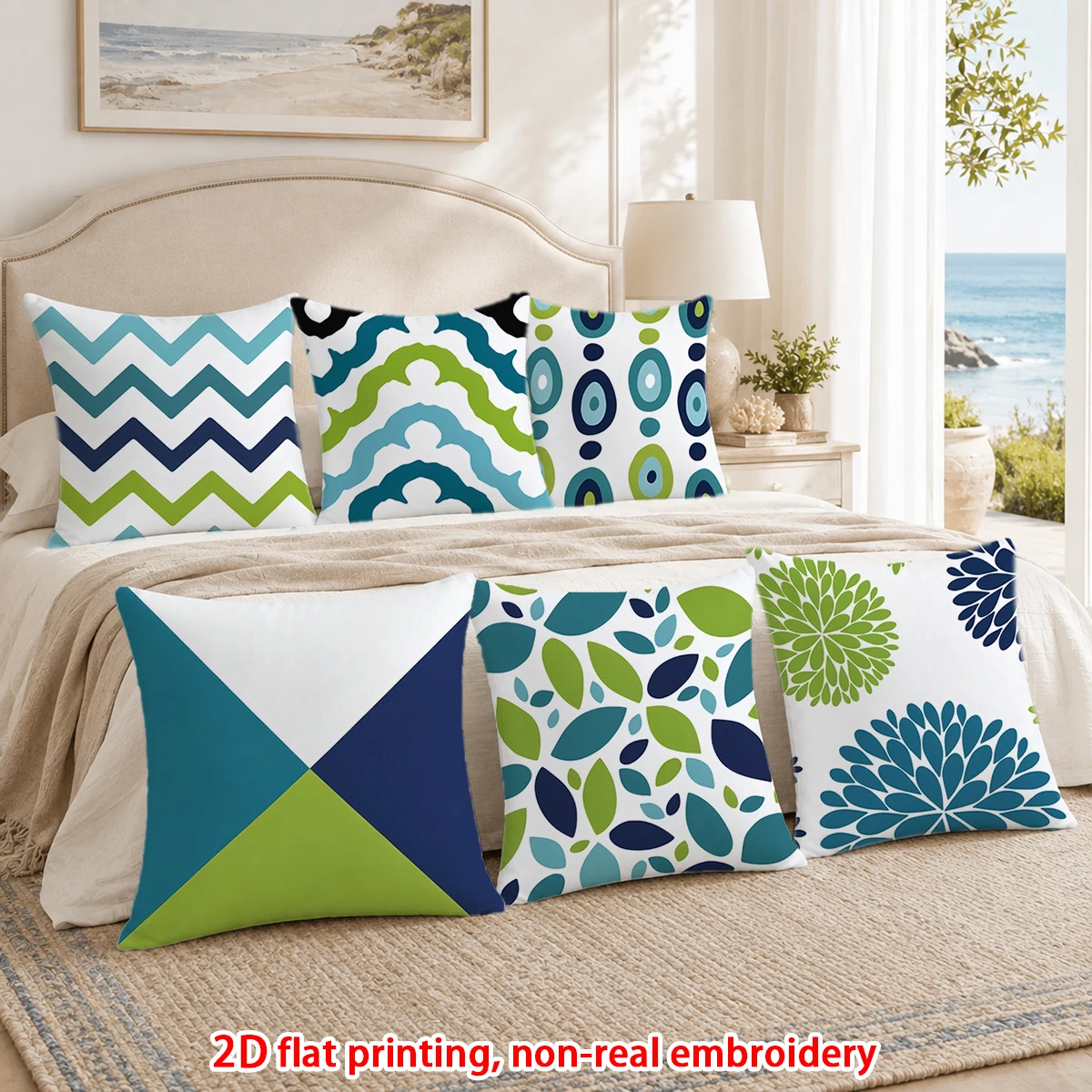 6pcs Set of 6 Boho Geometric Floral Throw Pillow Covers Modern Decorative Cushion Cases for Sofa Bedroom Living Room view 4