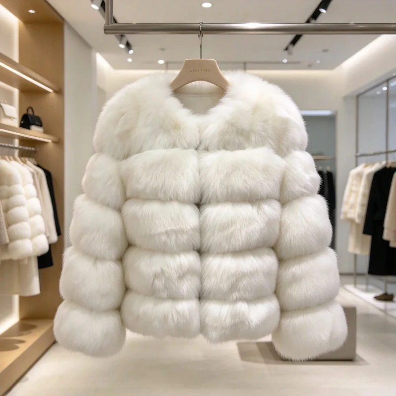 Women's Faux Fox Fur Coat Winter Fashion Synthetic Leather And Skin Clothing New In Coats & Jackets Tops Sale