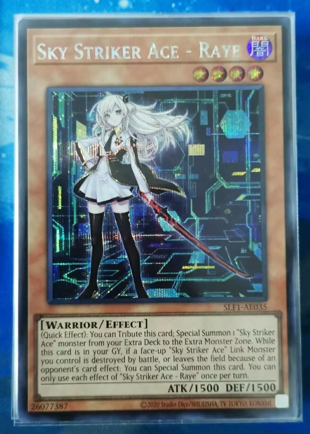 Yugioh KONAMI Duel Monsters SLF1-AE035 Sky Striker Ace Raye Secret Rare Asian English Collection Mint Card
