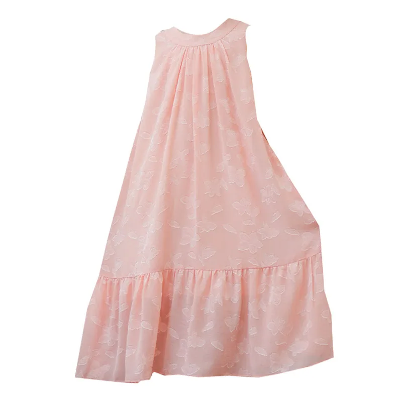 فستان صيفي أزرق أصفر وردي للفتيات جديد 2025 فساتين لطيفة للفتيات 10-12 6 7 8 9 11 13 14 15 17 18 20 25 سنة مع بطانة #4