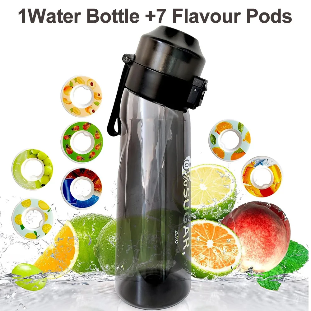 Sport-Trinkflasche BPA-frei 650ML mit Fruchtduft und 7 Geschmackskapseln Outdoor-Trinkbecher – Detail 9