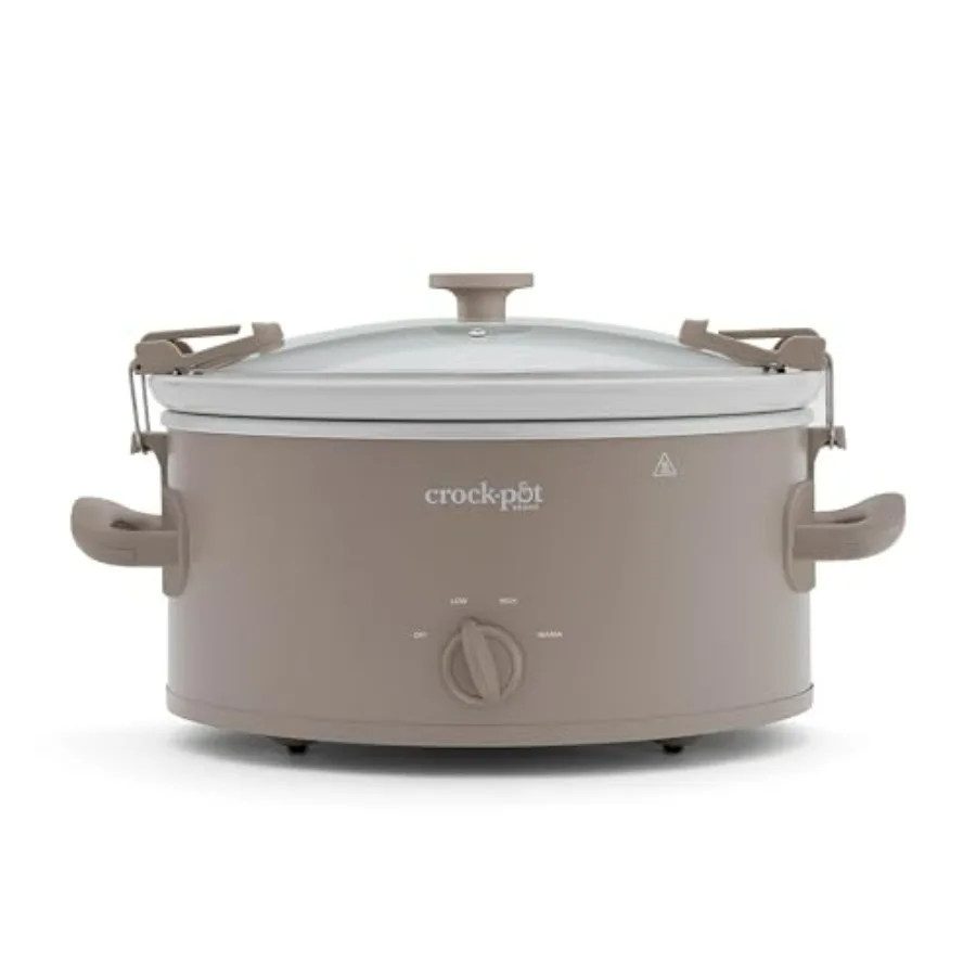 Kitchen Slow Cooker, Stainless Steel, Matte Black, Programmable Timer and Keep-warm Function 6-Quart