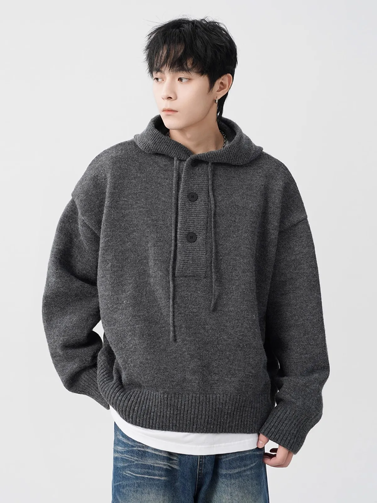 

American Sle Heavyweight ey Hoodie Sweatirt Men Women Autumn Winter Casual High End Feeling Loose Lazy Knittedwear