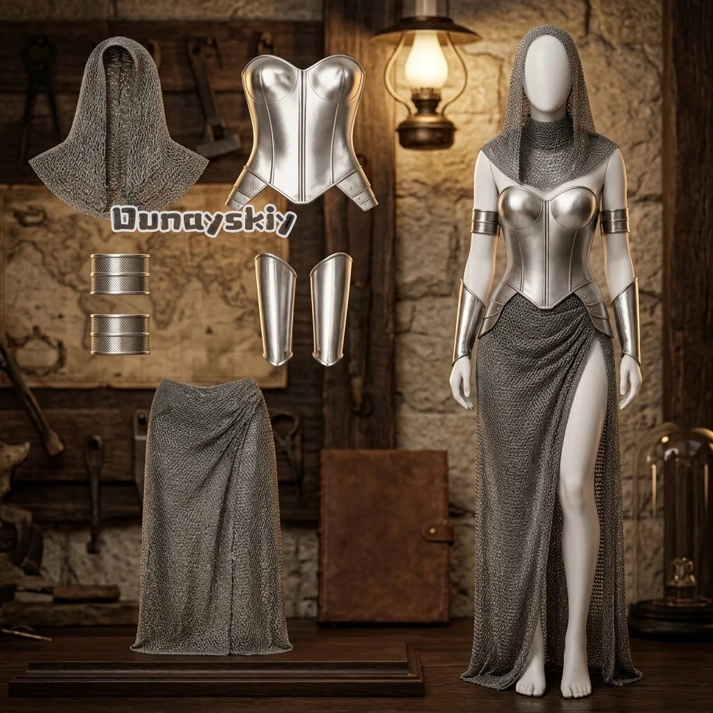 ks-15new-medieval-style-women's-chainmail-inspired-armor-set-knight-armor-retro-cosplay-costume-halloween-stage-performance-cos