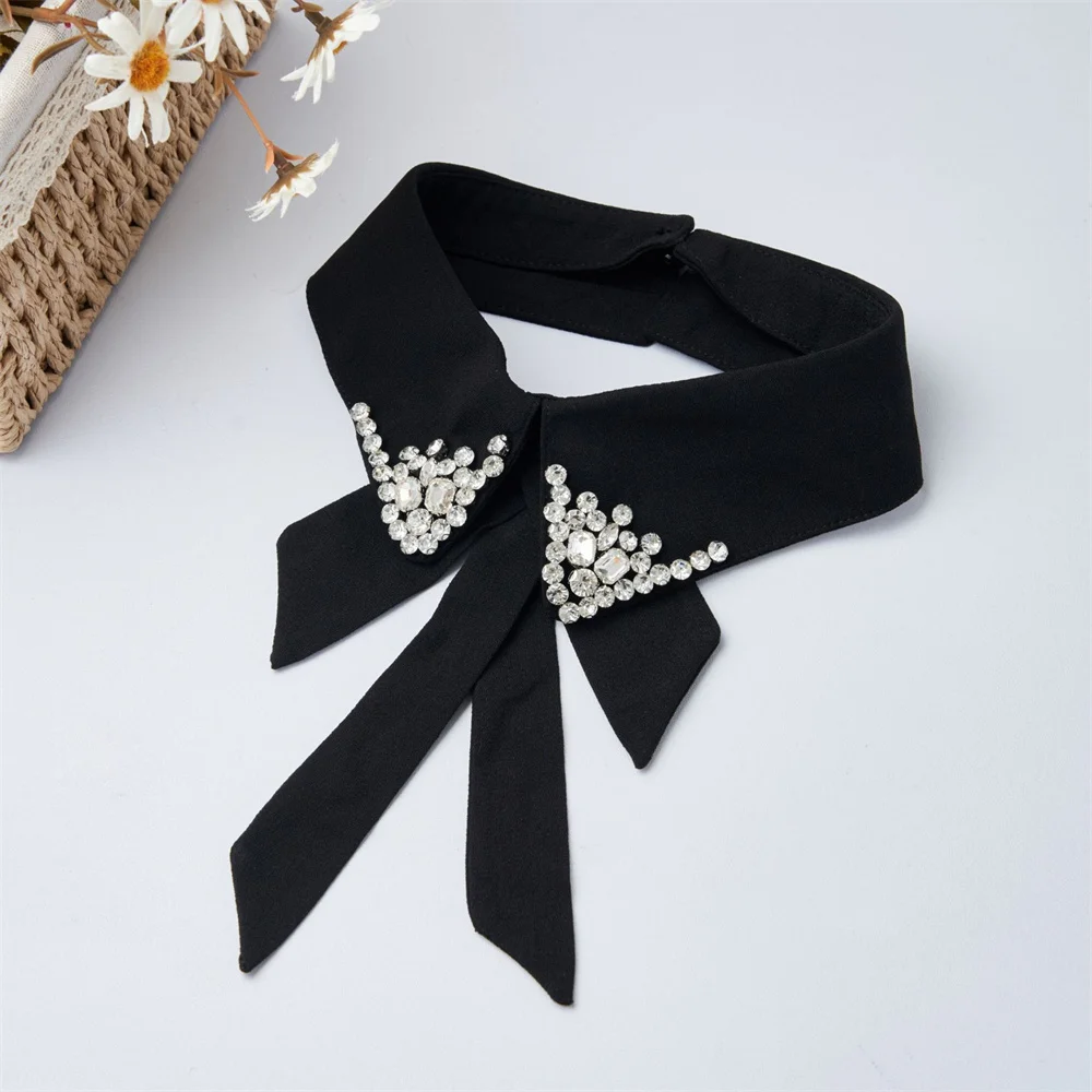 

Fashion Egelant Women Flower Fake Collar Fur Collar Bow Accessories T-shirt Collar Outfit Collar Decoration Diamond Inlay