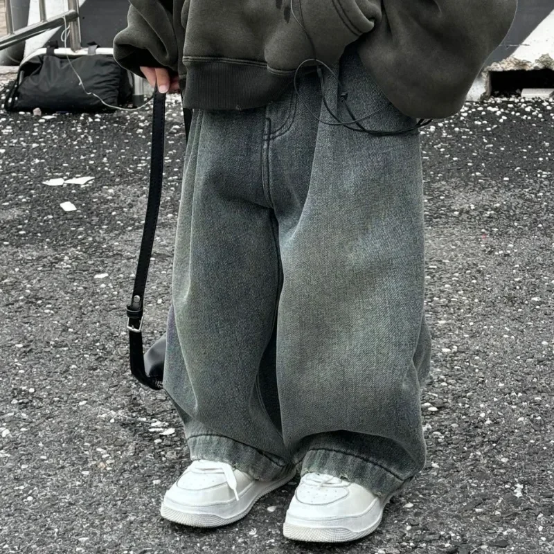 

Baby Warm Casual Kids Denim Pants Winter Plush Kids Pants New Children's Clothing Jeans for Boys Lining Thicken Denim Trousers