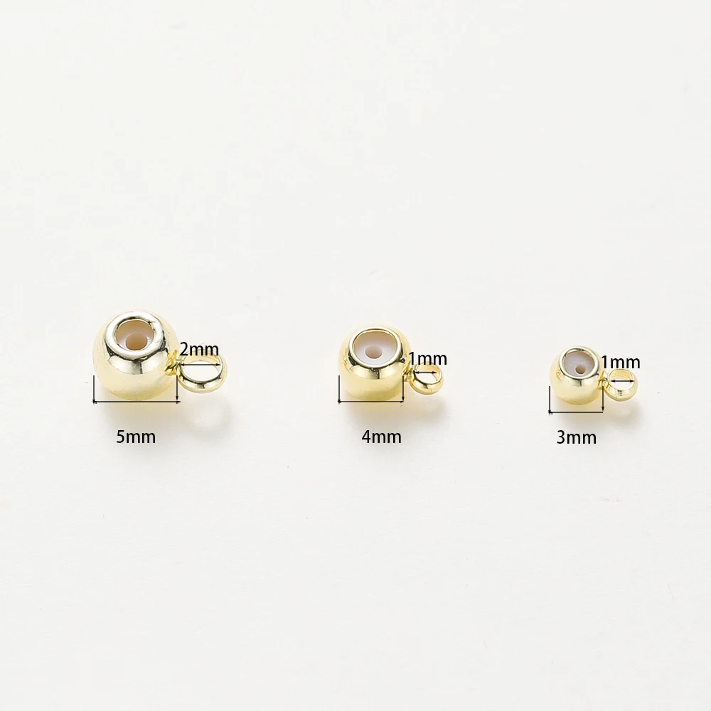 10Pcs 14K/18K Gold Color Plated Brass 3mm/4mm/5mm Positioning End Beads Chain Connector DIY Jewelry Making Supplies