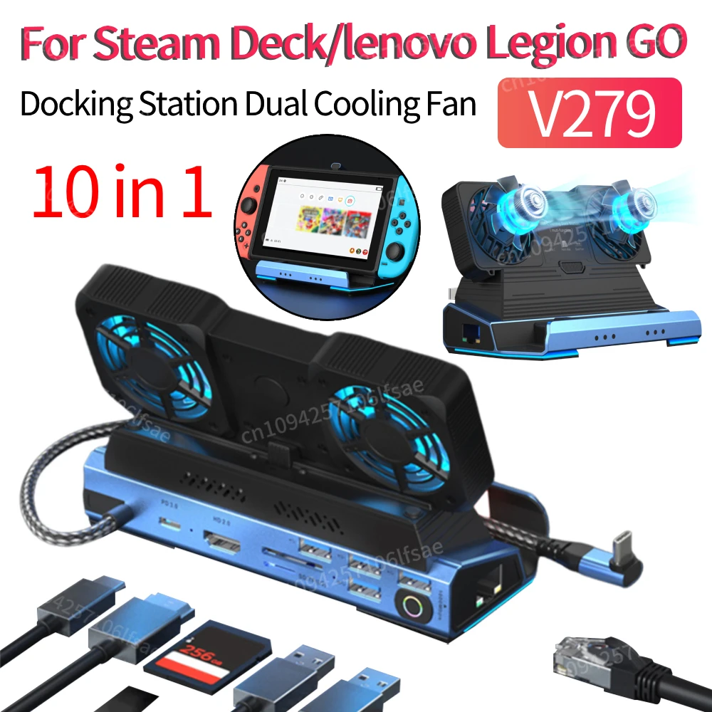 

Docking Station 4 USB Ports Dock Station 4K@60Hz PD100W Gigabit Ethernet for Steam Deck & Lenovo Legion GO