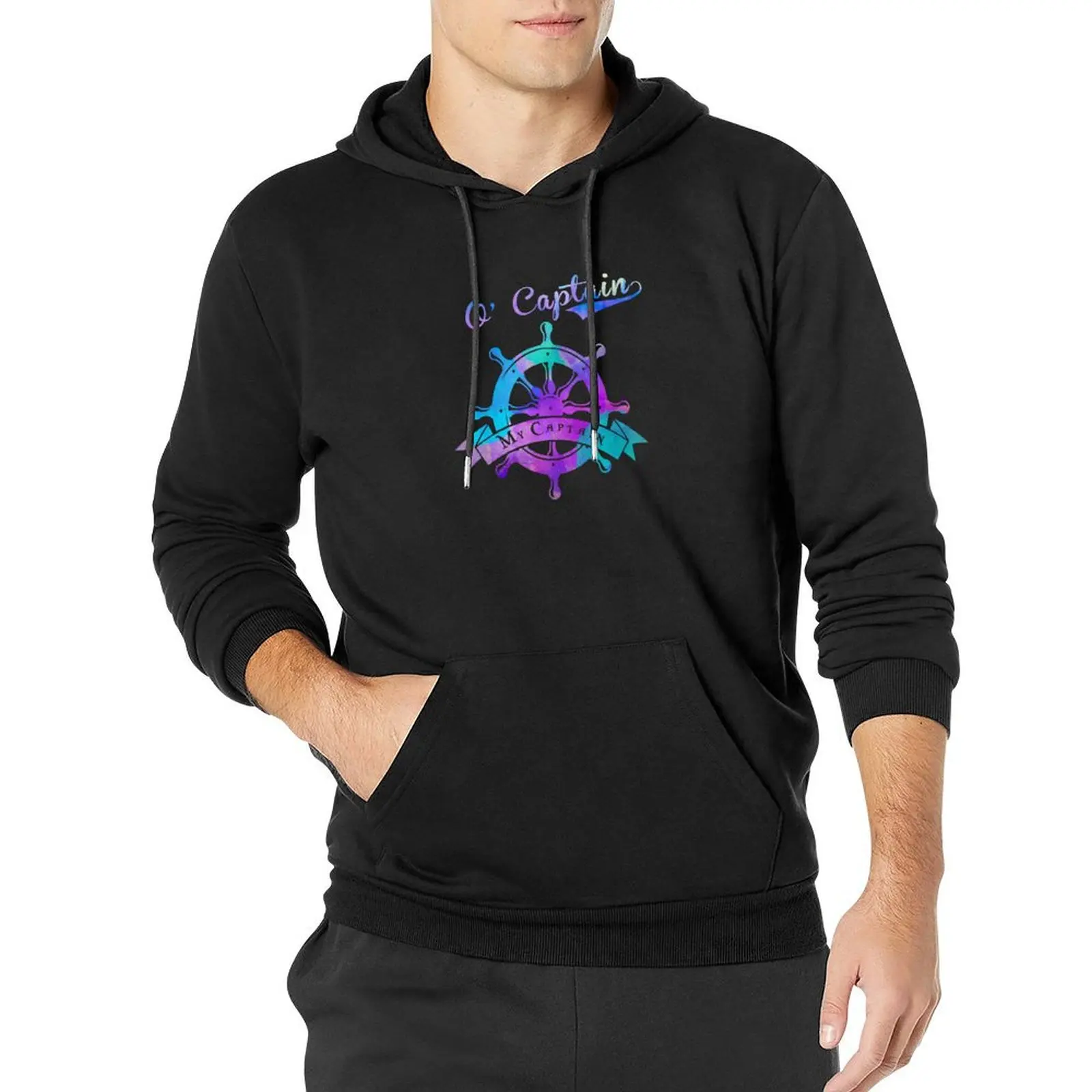O Captain, My Captain, Walt Whitman, Ship Wheel Pullover Hoodie aesthetic clothing men's clothes male clothes oversized hoodie