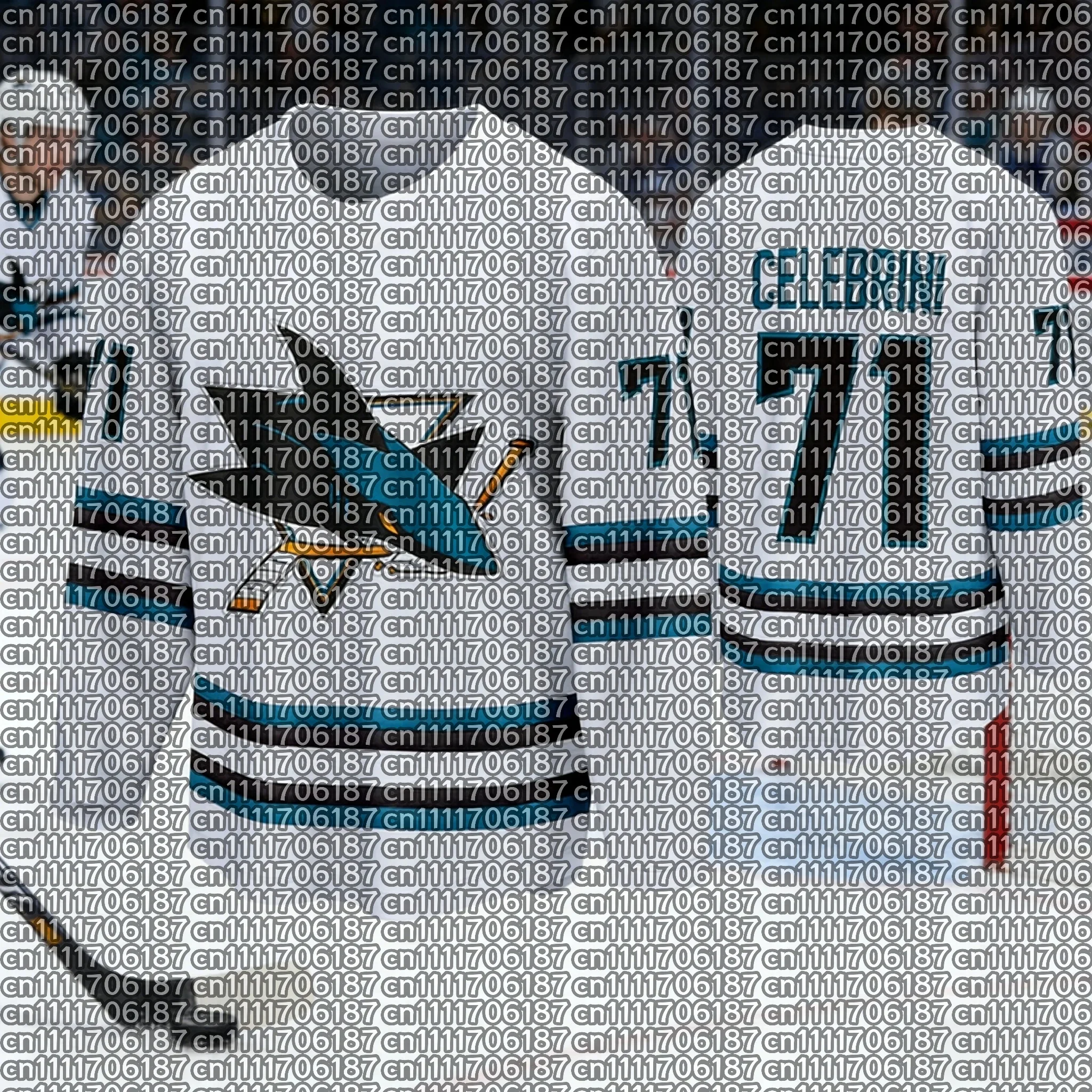 2026 Men's Best-selling Ice Hockey Family 3D Printed Shark Series Breathable Fast Drying White Long Sleeved T-shirt