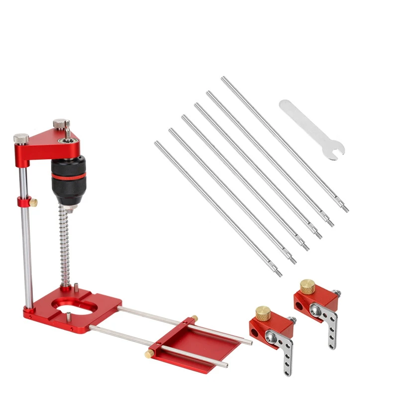 

Aluminum alloy hand drill stand Portable drilling locator Mini bench drill Woodworking hole drilling locator