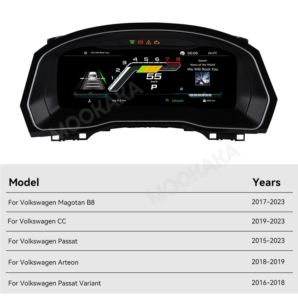 LCD Digital Instrument Virtual Cockpit For VW Magotan B8 CC Arteon Passat Passat Variant 2015-2023 Multifunctional Speedometer