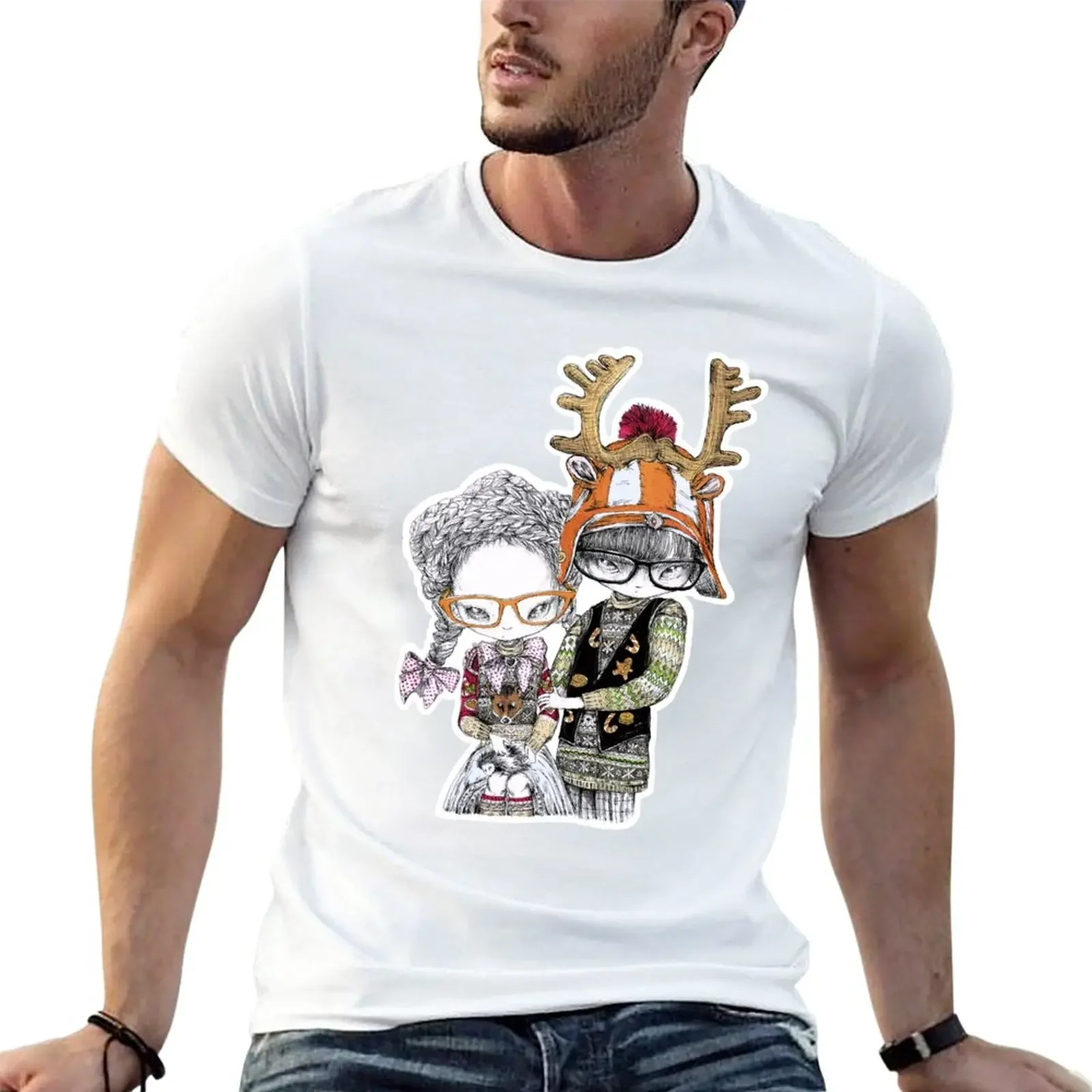 Hansel & Gretel - ? Art by Carine-M T-Shirt anime summer top plain white t shirts men